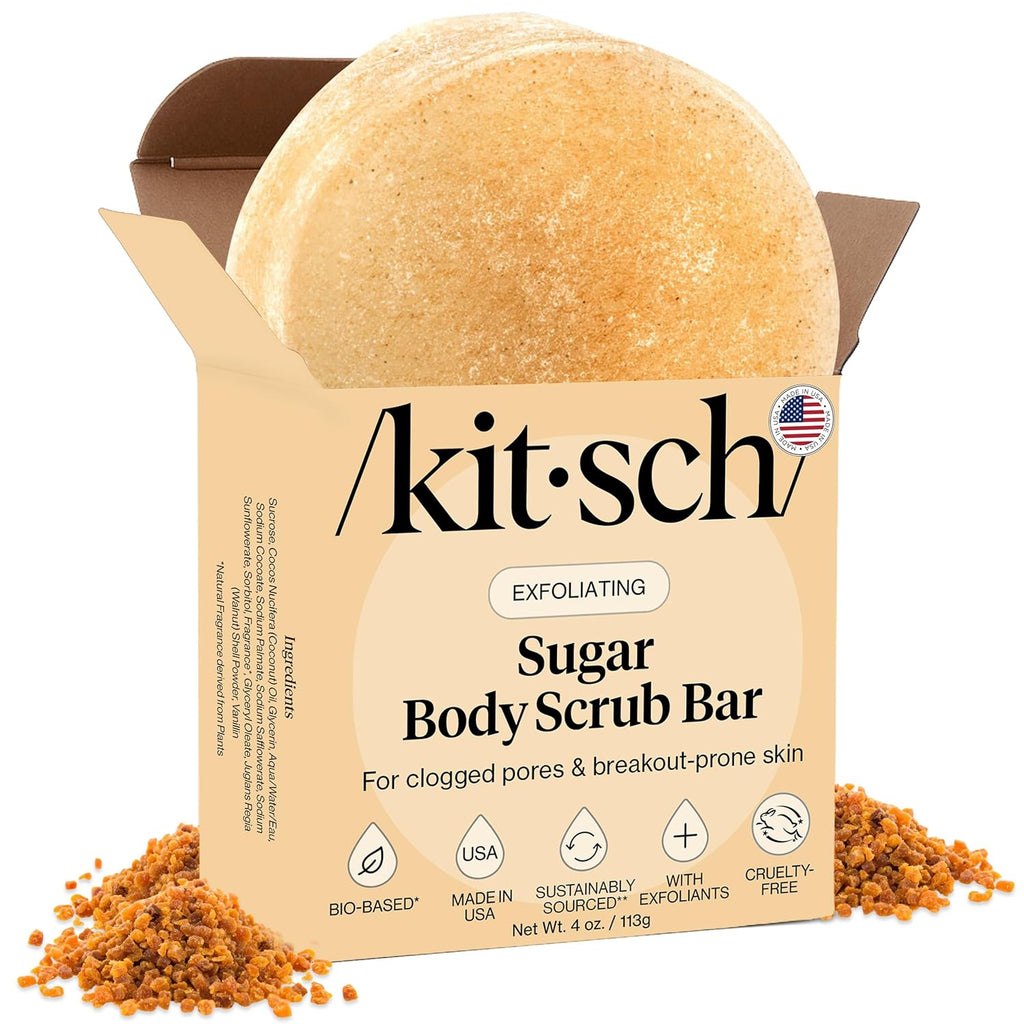 Buy now Kitsch Exfoliating Sugar Scrub for Body â€“ All Natural Body Scrub Bar Soap for Smooth, Hydrated & Glowing Skin - Vegan Soap Bar Exfoliator for Men and Women - Made in the USA - 4 oz Default at indiglob india