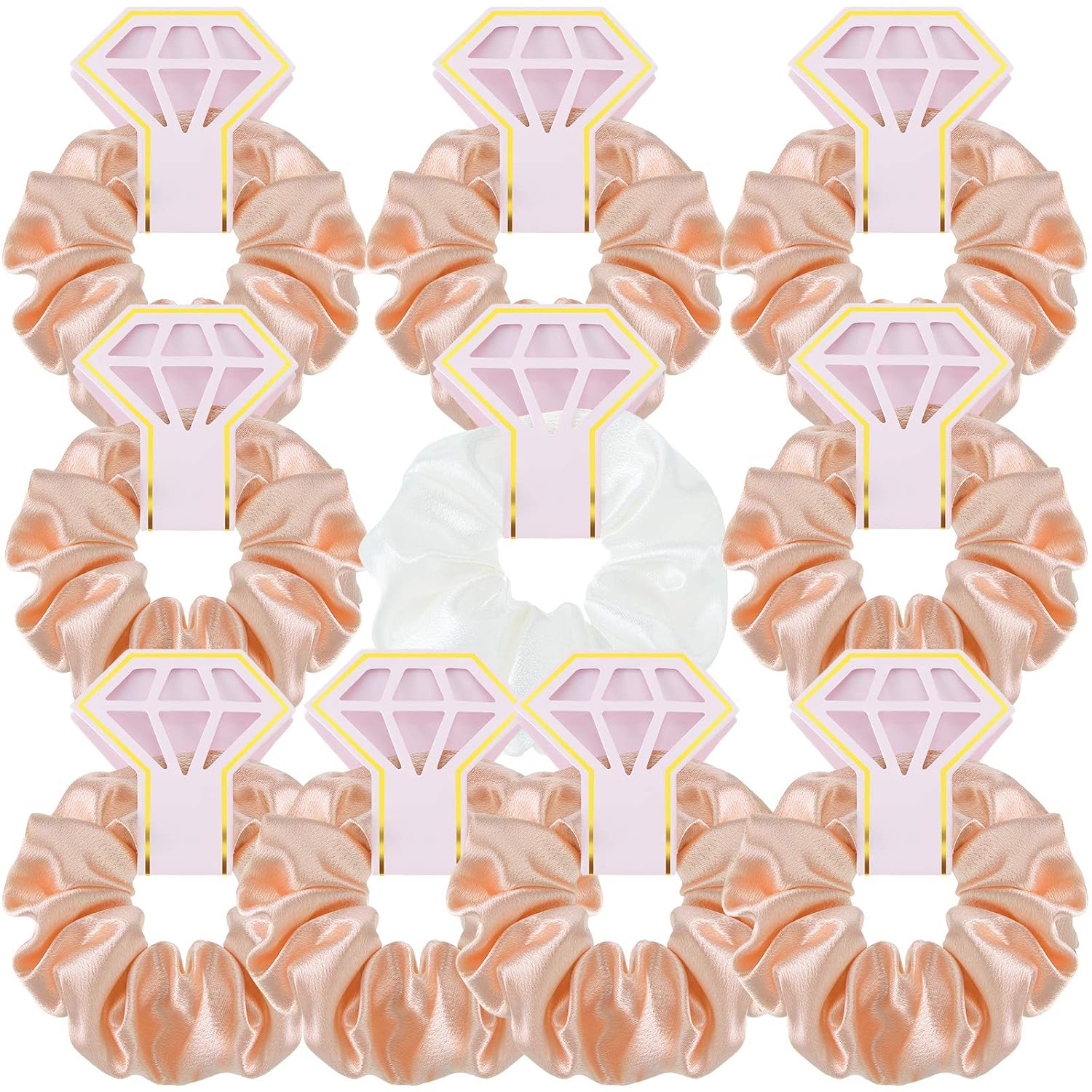 Buy now WILLBOND 10 Pcs Bridal Hair Scrunchies Satin Bridesmaid Hair Ties Bachelorette for Wedding Party Favors Bridesmaid Proposal Gifts(Pink and White) Dark Pink and White at indiglob india