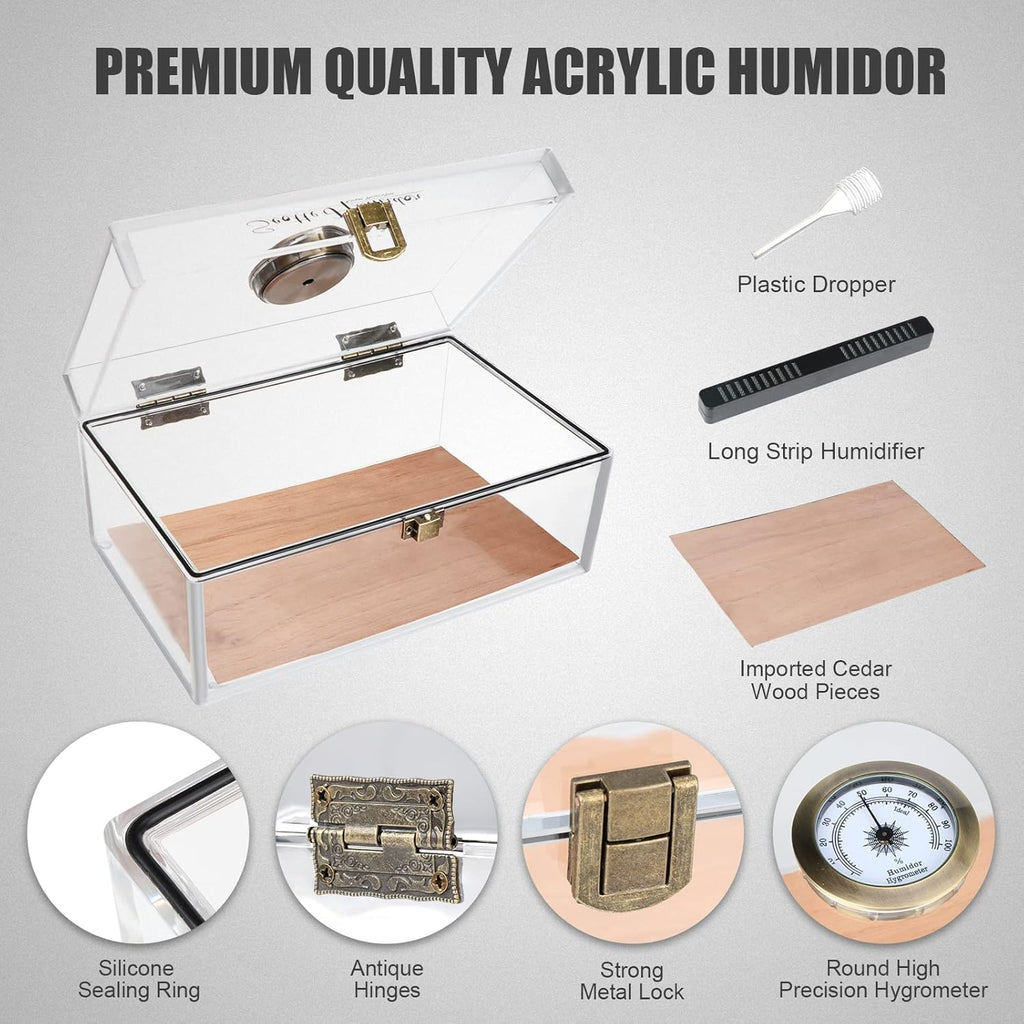 Buy now Scotte Acrylic Cigar Humidor Jar/case/Box with Humidifier and Hygrometer,humidor Can Hold About 20 Cigars Including Cigar Cutters and Cigar Punch (Clear-1) at indiglob india
