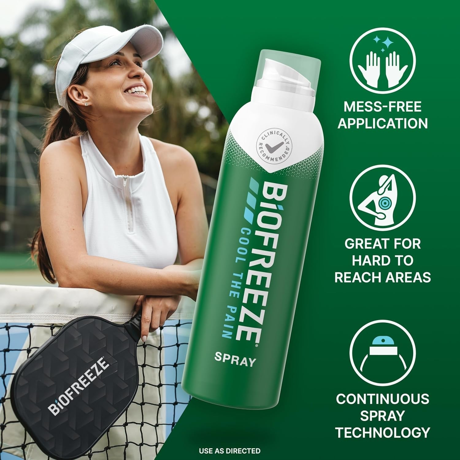 Buy now Biofreeze Pain Relief Spray, Arthritis Pain Reliever, Knee & Lower Back Pain Relief, Sore Muscle Relief, Neck Pain Relief, FSA Eligible, 2 Pack (4 FL OZ Biofreeze Menthol Spray) at indiglob india