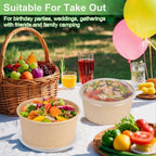 50 Pcs 32 Oz disposable meal prep containers，paper bowls with lids，disposable soup bowls，soup bowls disposable hot/cold，disposable salad bowls with lids，