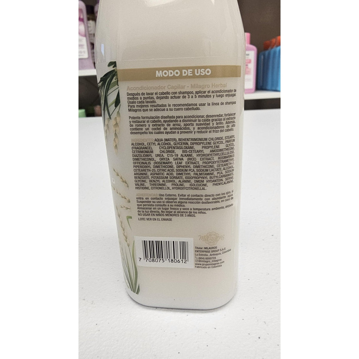 Milagros Shampoo y Acondicionador Herbal - Romero, Jengibre y Arroz 100% natural | Combate caida del cabello y promueve su crecimiento.