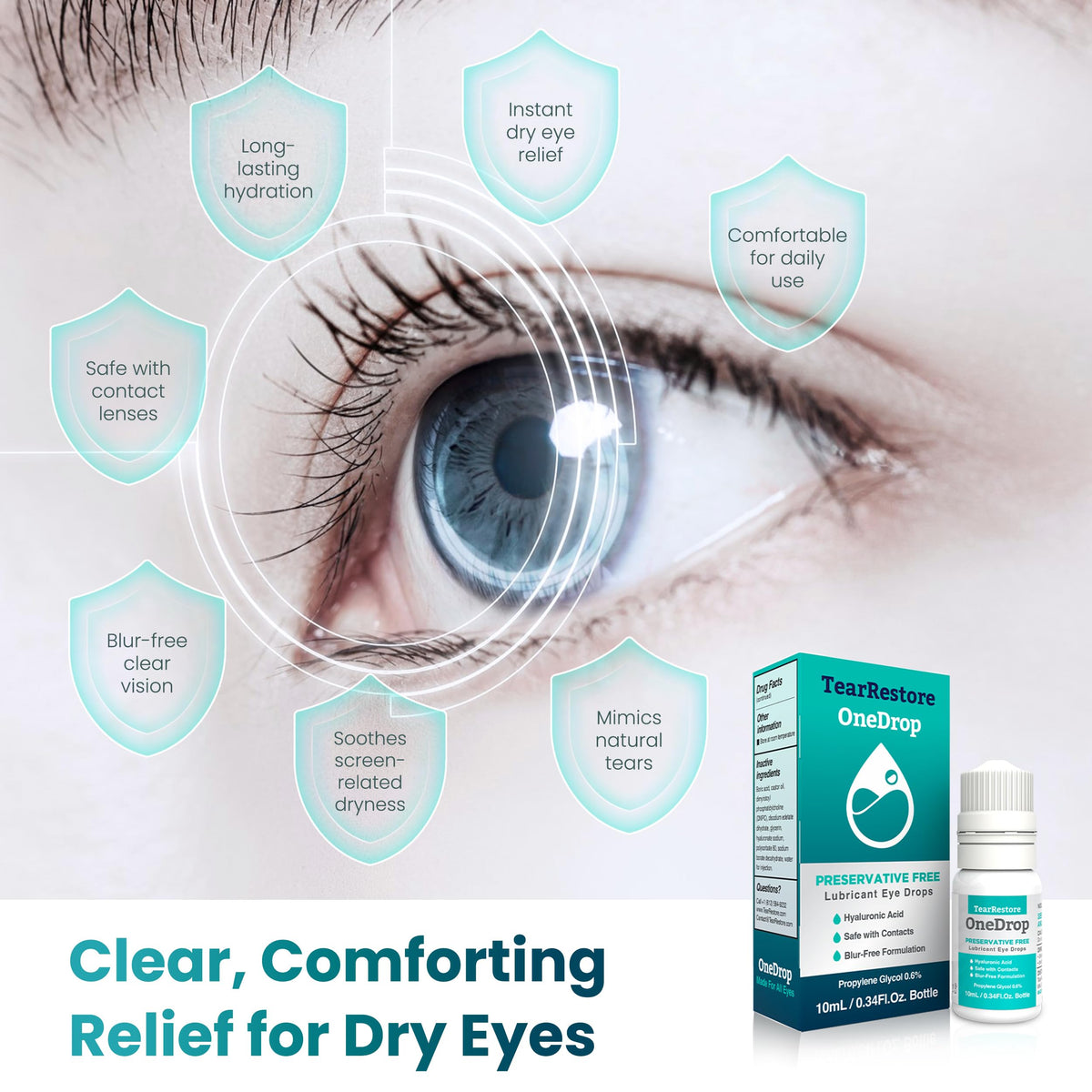 TearRestore OneDrop Preservative Free Eye Drops for Severe Dry Eye Relief
