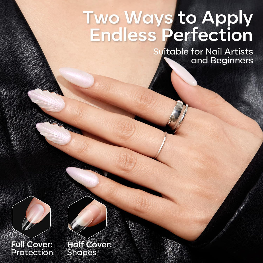Modelones 360pc Short Almond Nail Tips offer two application styles, perfect for both beginners and professionals.