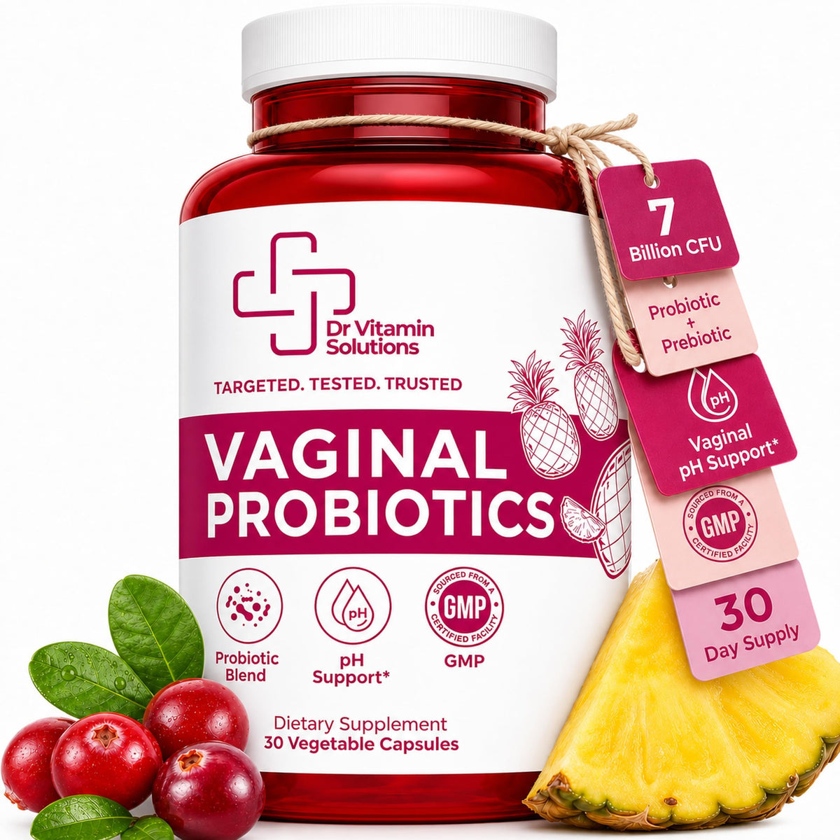 Vaginal Probiotics for Women pH Balance, Odor, Flora, 7 Billion CFU