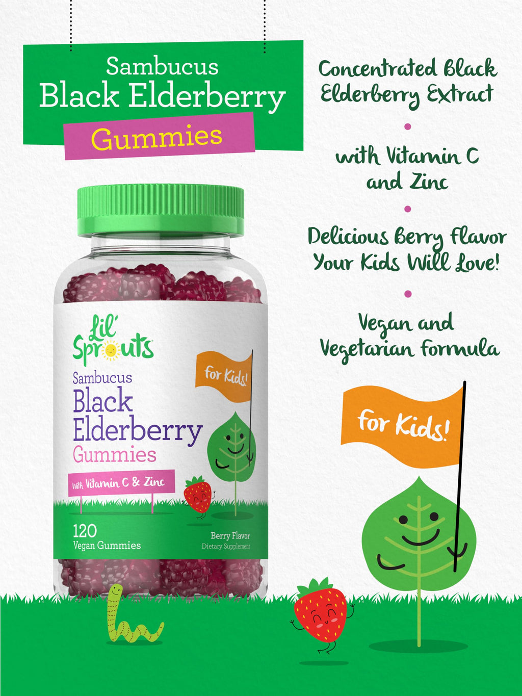 Carlyle Elderberry Gummies for Kids | 120 Count | Zinc and Vitamin C