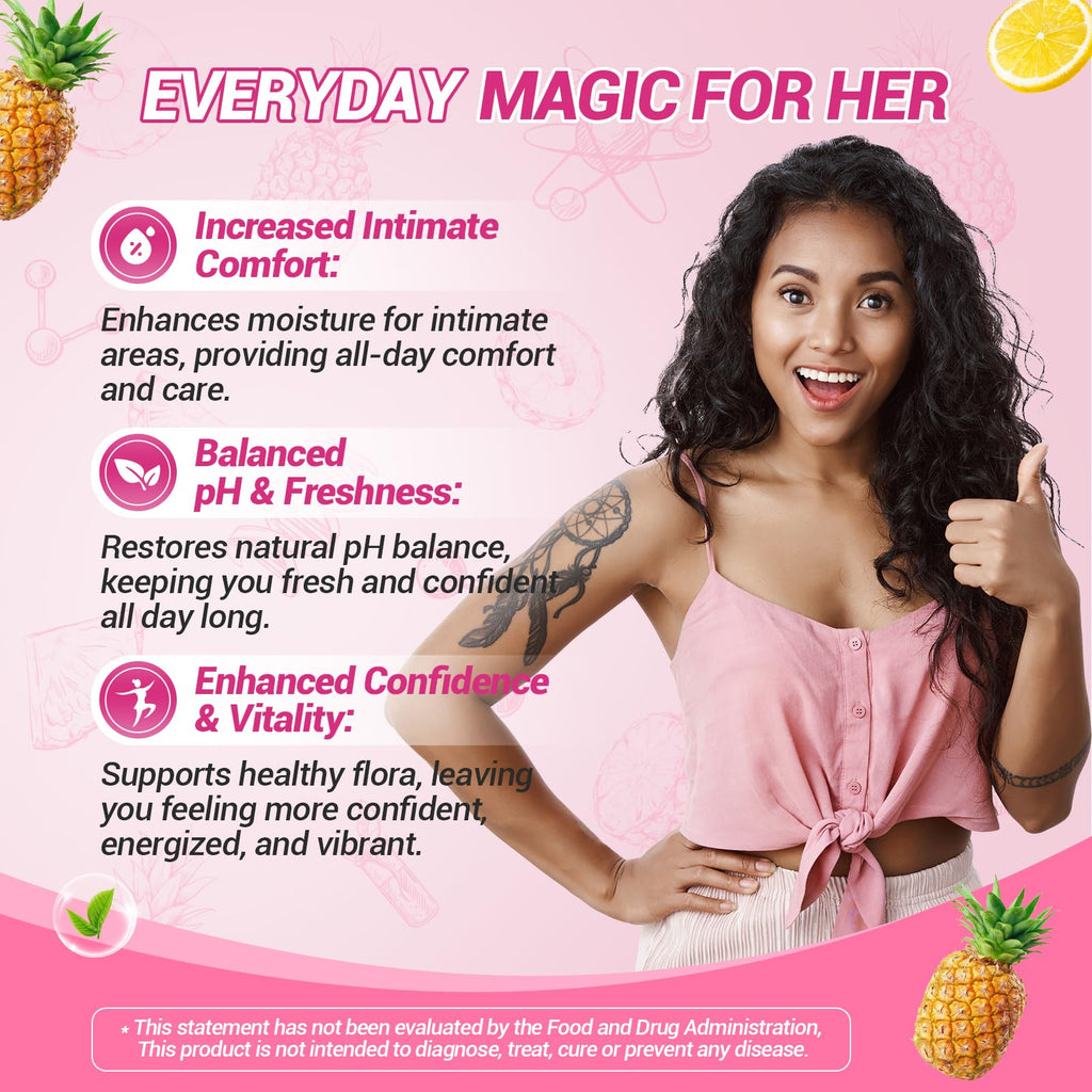 BURMINY Her Juicy Feminine Probiotics Gummies, Premium Feminine Balance Probiotics with Slippery Elm for Women's pH Balance and Freshness – Support Daily Wellness & Comfort 120 Pineapple Gummies