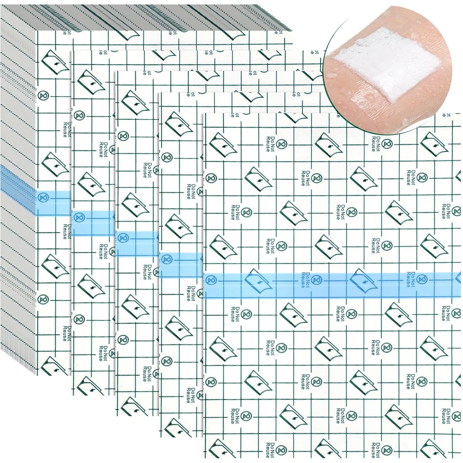 Buy now TrelaCo 50 Pcs Shower Waterproof Patch Transparent Stretch Adhesive Bandage Large Shower Protector Cover Waterproof Dressing Transparent Film Adhesive Bandages, 6 x 8 Inch Default at indiglob india