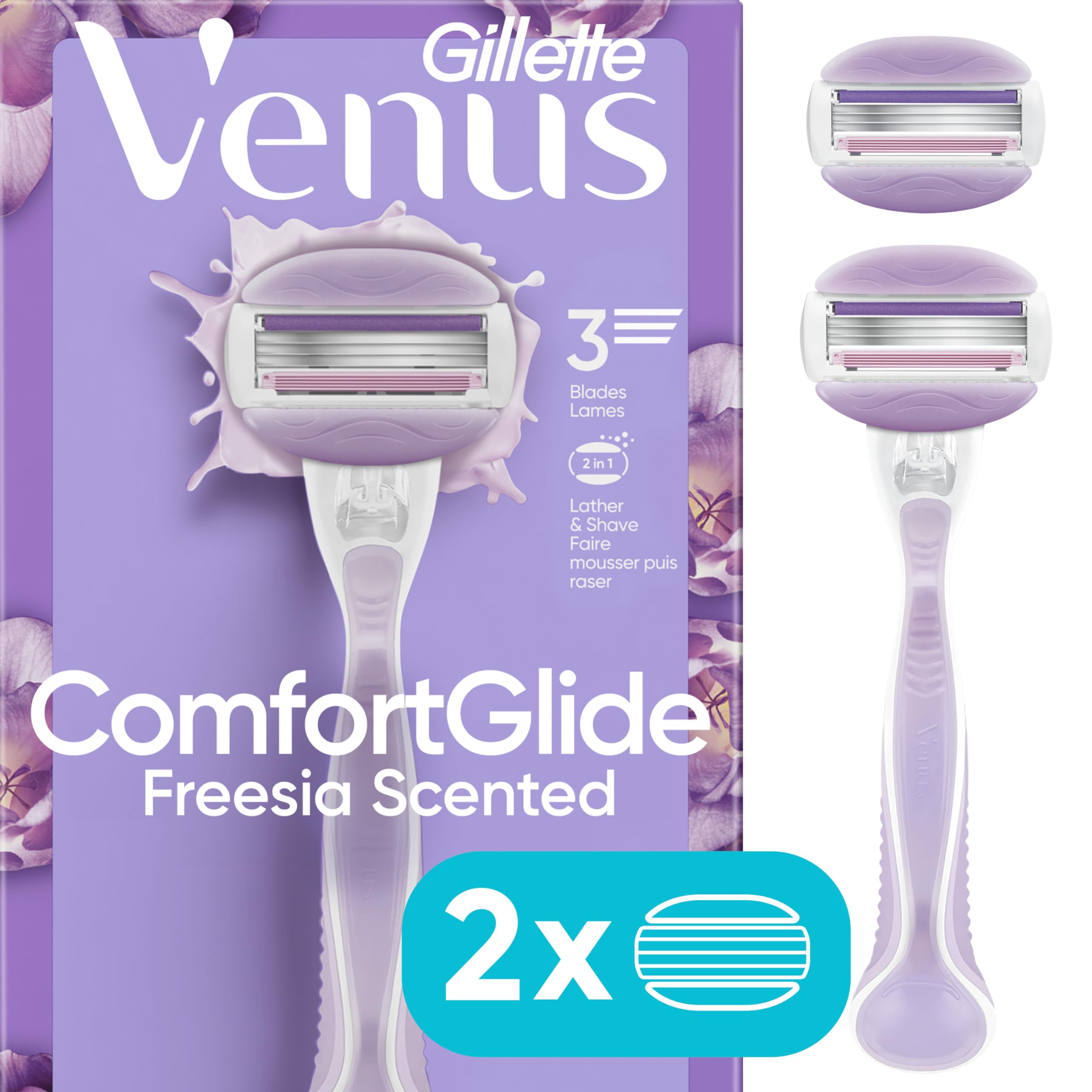 Gillette Venus ComfortGlide Freesia Women's Razor - 1 handle + 2 refills
