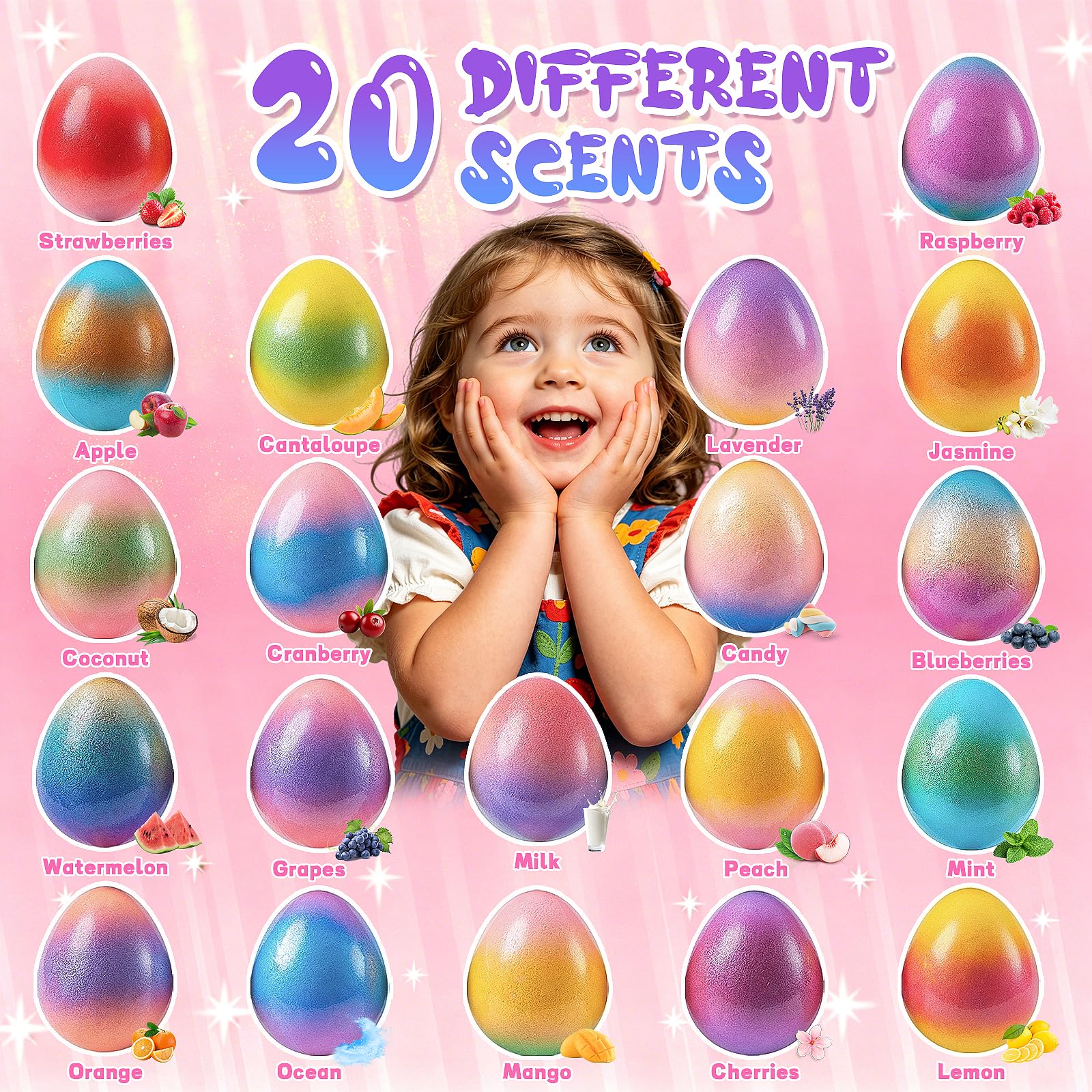 20 Pack Unicorn Bath Bombs for Kids Girls with Toys inside Kids Bath Bombs with Surprise Birthday Gifts for Girls Age 3 4 5 6 7 8 9 10 Years Old Bubble Bath Organic Natural Christmas Stocking Stuffers