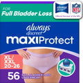 Always Discreet MaxiProtect Adult Diapers for Women, Incontinence Underwear, Scented, Postpartum Essentials, Bladder Leak Protection, Disposable Briefs, Maximum Plus Absorbency, Size XL/XXL, 56 Count