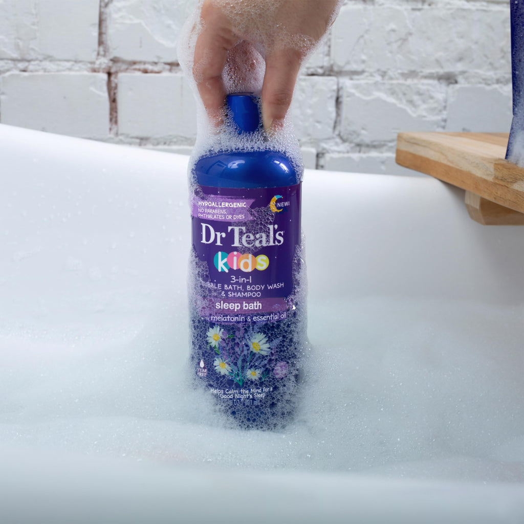 Dr Teal's Kids 3-in-1 Sleep Bubble Bath, Body Wash & Shampoo with Melatonin & Essential Oil, Lavender Scent, 20 fl oz (Pack of 3)