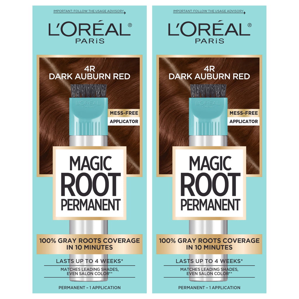 Buy now L'Oreal Paris Magic Root Rescue 10 Minute Root Hair Coloring Kit, Permanent Hair Color with Quick Precision Applicator, 100 percent Gray Coverage, 4 Dark Brown, 2 count at indiglob india