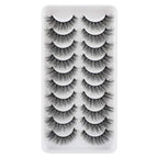 JIMIRE Fake Eyelashes Natural Look Fluffy Wispy False Lashes Cat-Eye Lashes with Thin Band Lightweight Fake Lashes 10 Pairs Pack