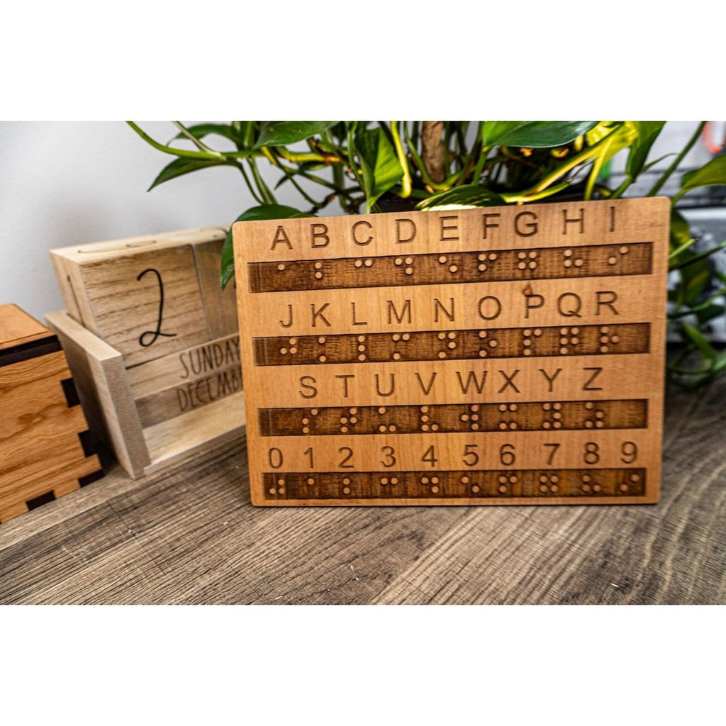 Buy now Creative Escape Rooms Made in USA - Raised Dots Braille Alphabet and Number Wood Board - Learn Braille - Tactile Montessori - Teaching Aid at indiglob india