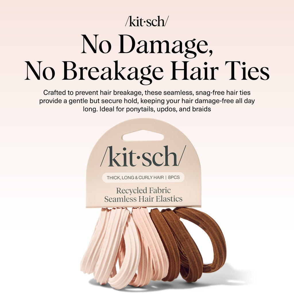 Buy now Kitsch Black Hair Ties No Damage - Strong, Stretchy Hair Bands | Soft Nylon Ponytail Holders, Snag-Free Rubber Bands, Perfect for Updos & Braids | Ideal Gifts for Women - Black, 6pcs at indiglob india