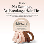 Buy now Kitsch Black Hair Ties No Damage - Strong, Stretchy Hair Bands | Soft Nylon Ponytail Holders, Snag-Free Rubber Bands, Perfect for Updos & Braids | Ideal Gifts for Women - Black, 6pcs at indiglob india