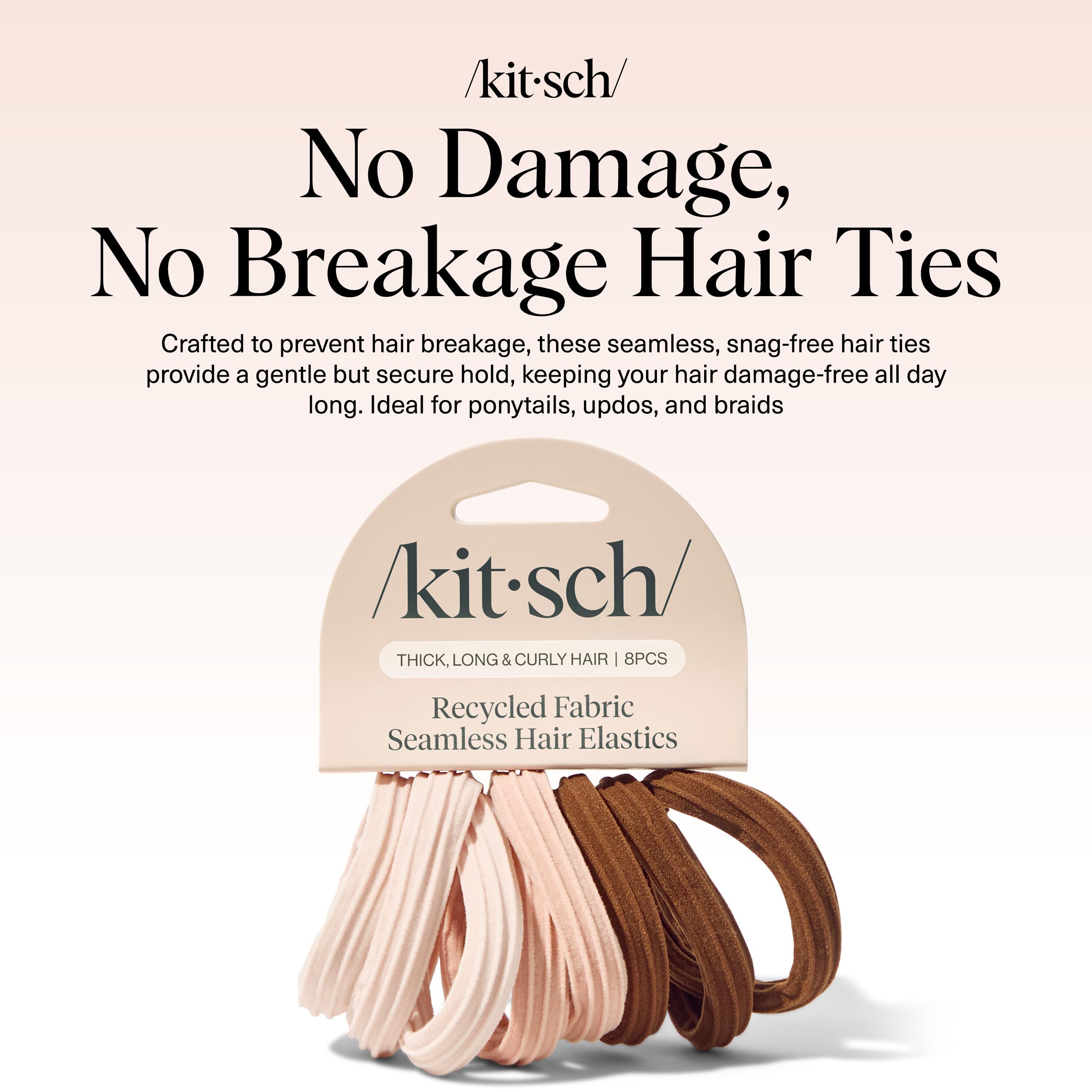 Buy now Kitsch Black Hair Ties No Damage - Strong, Stretchy Hair Bands | Soft Nylon Ponytail Holders, Snag-Free Rubber Bands, Perfect for Updos & Braids | Ideal Gifts for Women - Black, 6pcs at indiglob india