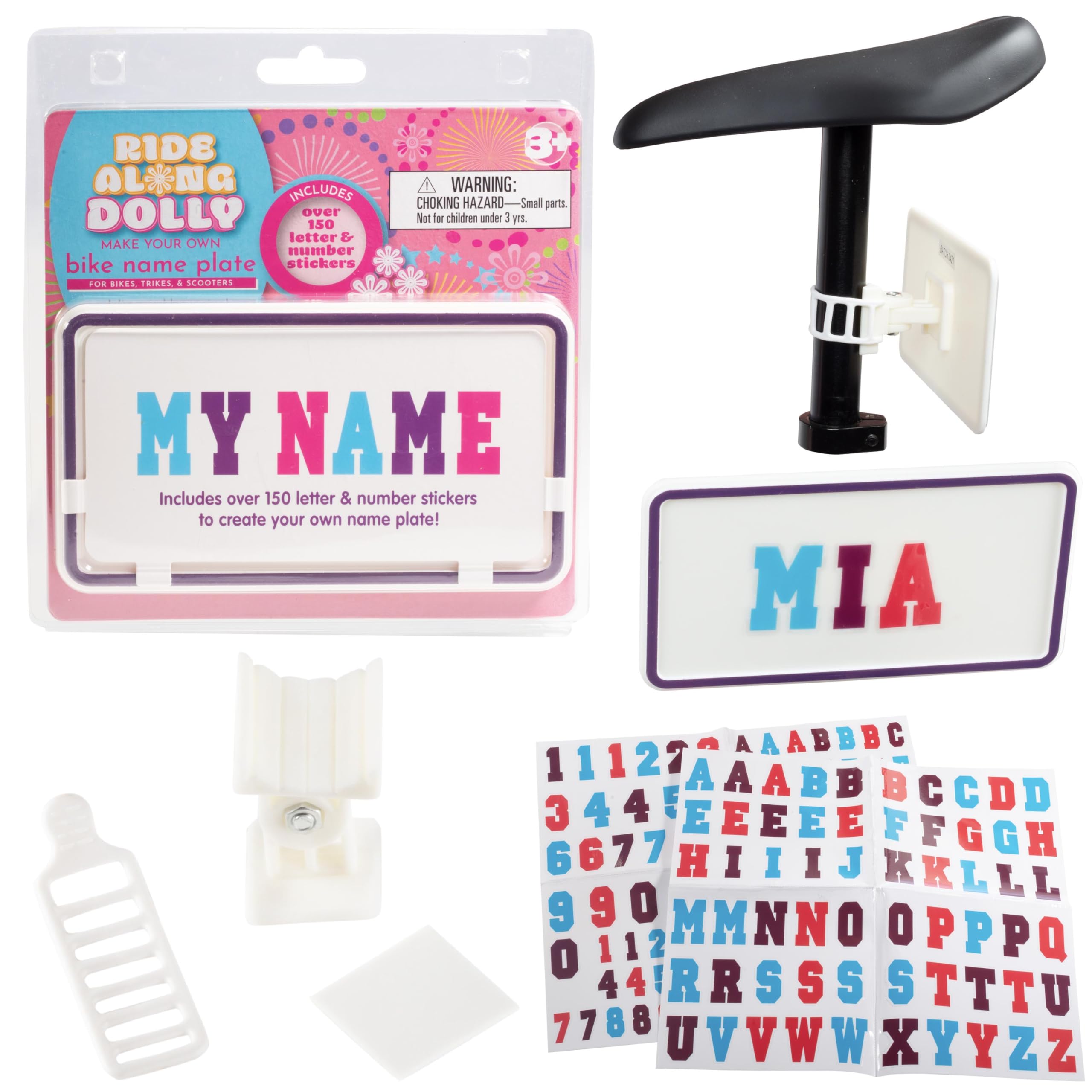 Buy now Ride Along Dolly Kid's Bicycle Customizable License Plate -Make Your Own Bike Name Plate -Includes Over 150 Letter and Cute Number Stickers Decals, Fits Most Bikes -Holiday Stocking Stuffer for Girls at indiglob india