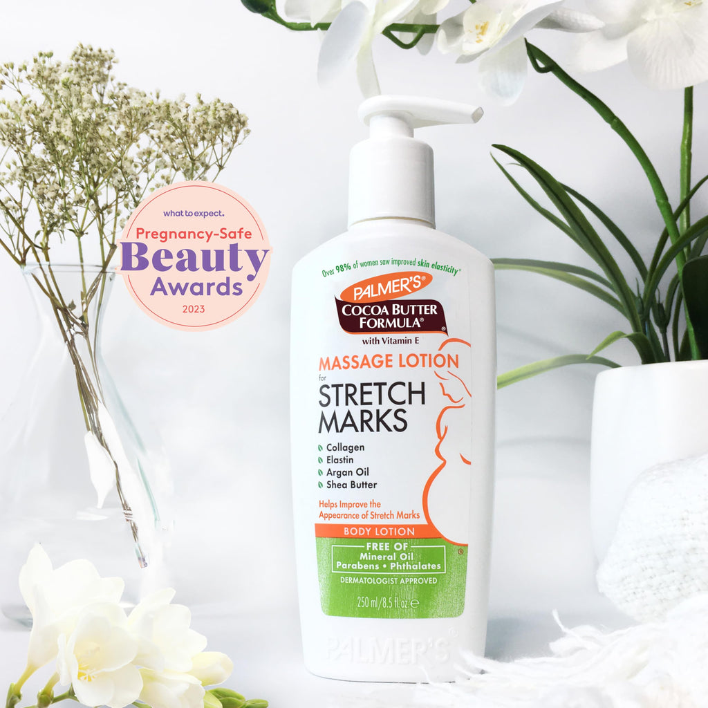 Buy now Palmer's Cocoa Butter Formula Massage Lotion For Stretch Marks, Pregnancy Skin Care, Belly Cream with Collagen, Elastin, Argan OIl and Shea Butter, 8.5 Ounces at indiglob india