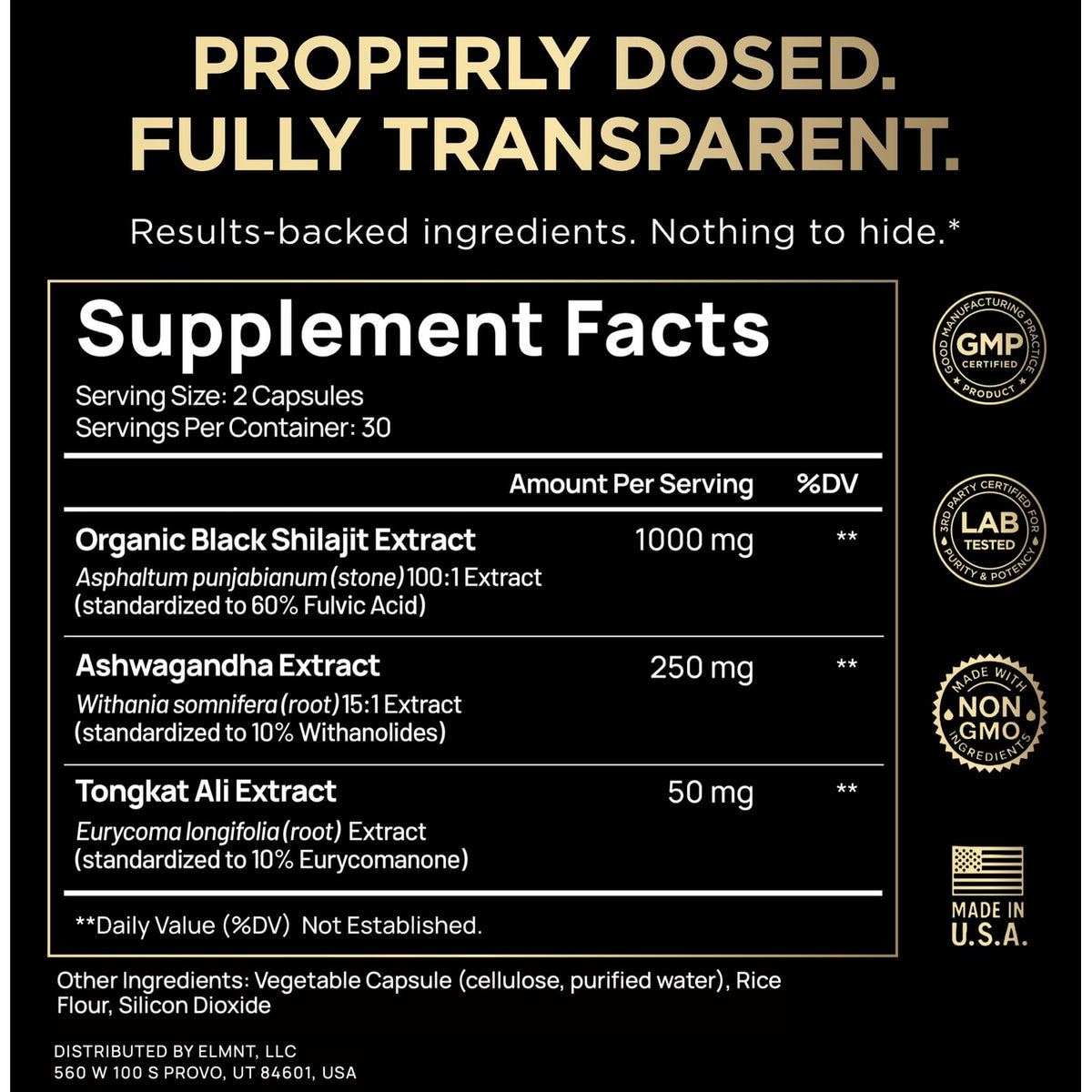 100x Strength Black Shilajit for Men w. 10% Tongkat Ali & Ashwagandha