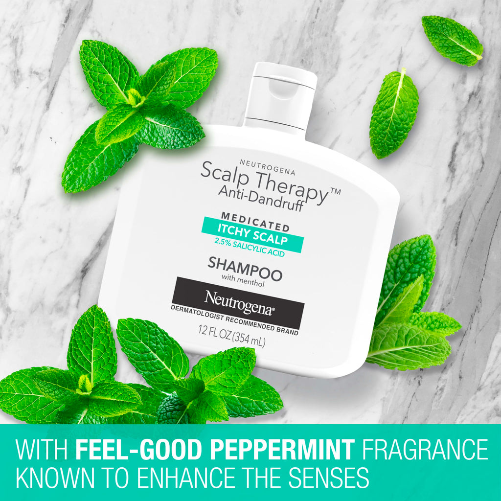 Buy now Neutrogena Scalp Therapy Anti-Dandruff Shampoo for Itchy Scalp, 2.5% salicylic acid with Peppermint Fragrance, 12 fl oz at indiglob india