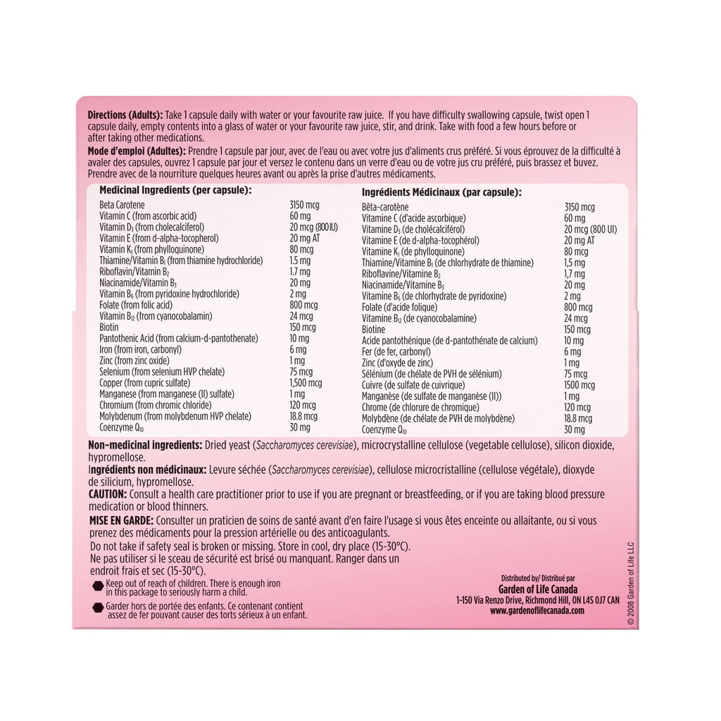 Garden of Life Vitamin Code Raw One for Women, Once Daily Women's Multivitamin - 75 Capsules, One a Day Vitamins Whole Food Iron, Probiotics for Digestive Health, Gluten Free Vegetarian
