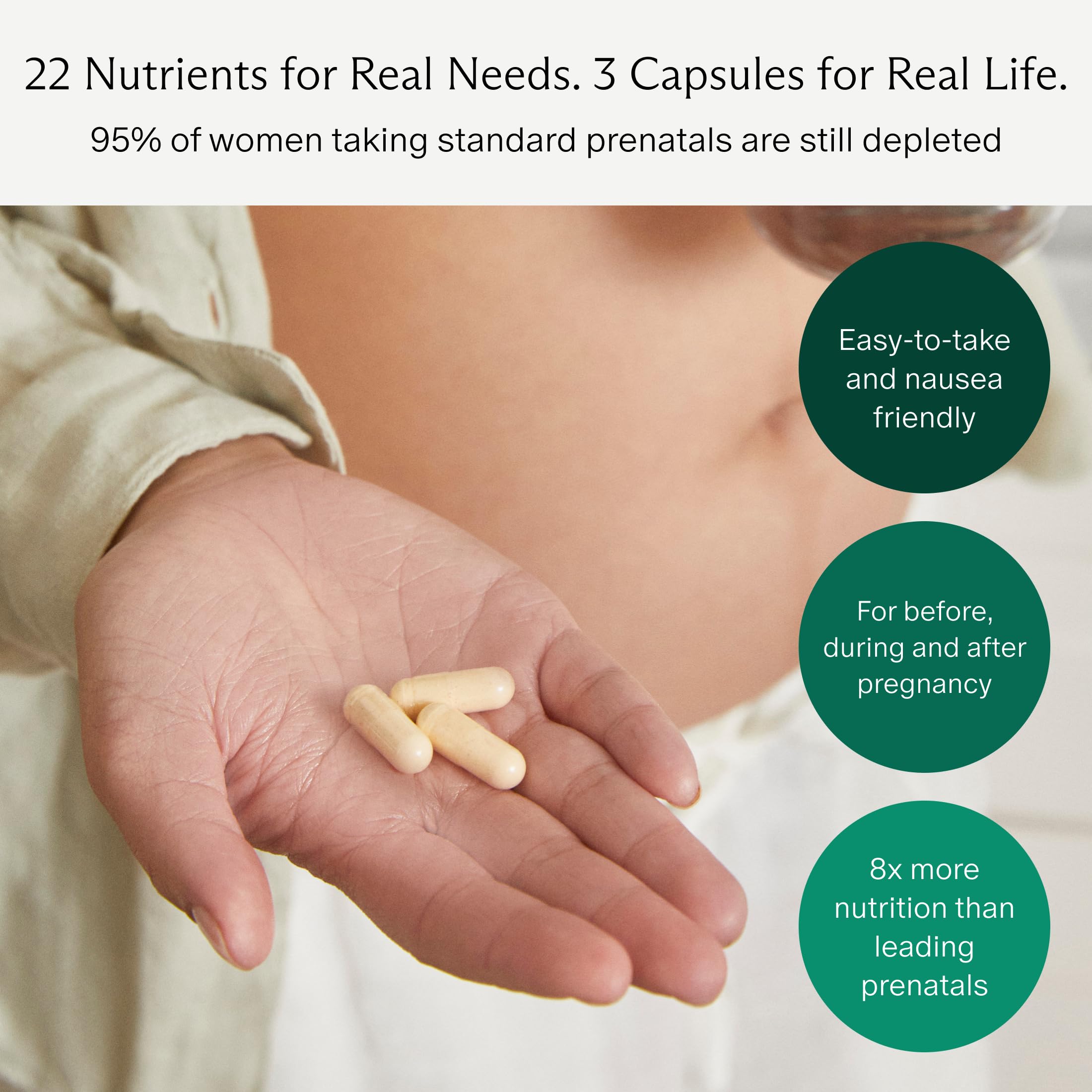 Needed. Multivitamin for Prenatal, Prenatal Multi Essentials Capsule | Pregnancy, Breastfeeding, Postpartum, Expertly-Formulated & Third-Party Tested, Citrus Scent Insert, 30-Day Supply