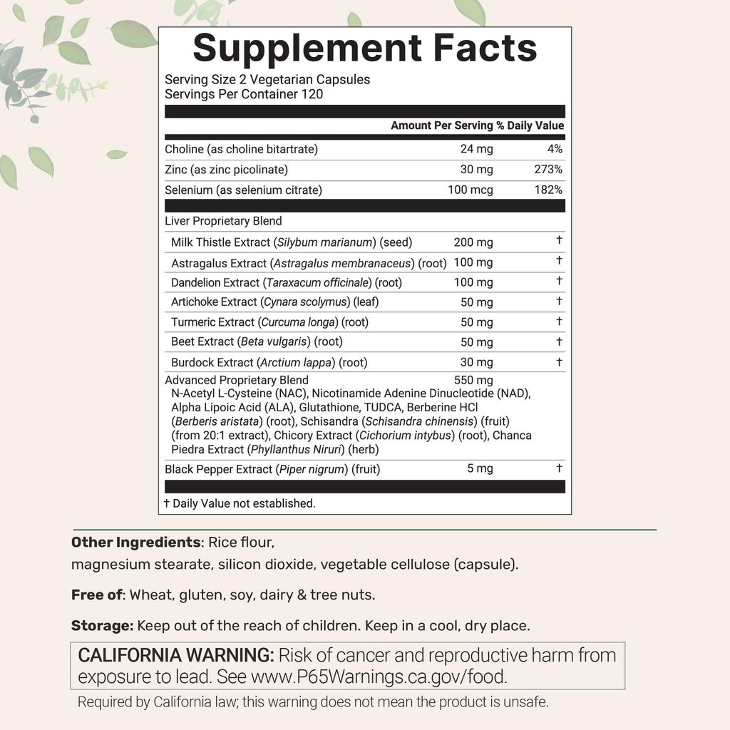 Liver Advanced+, 240 Veggie Capsules | 20-in-1 Complex with Milk Thistle, Dandelion, NAD, NAC, ALA, TUDCA, Glutathione, Artichoke, Turmeric, & Astragalus | Non-GMO, Gluten Free