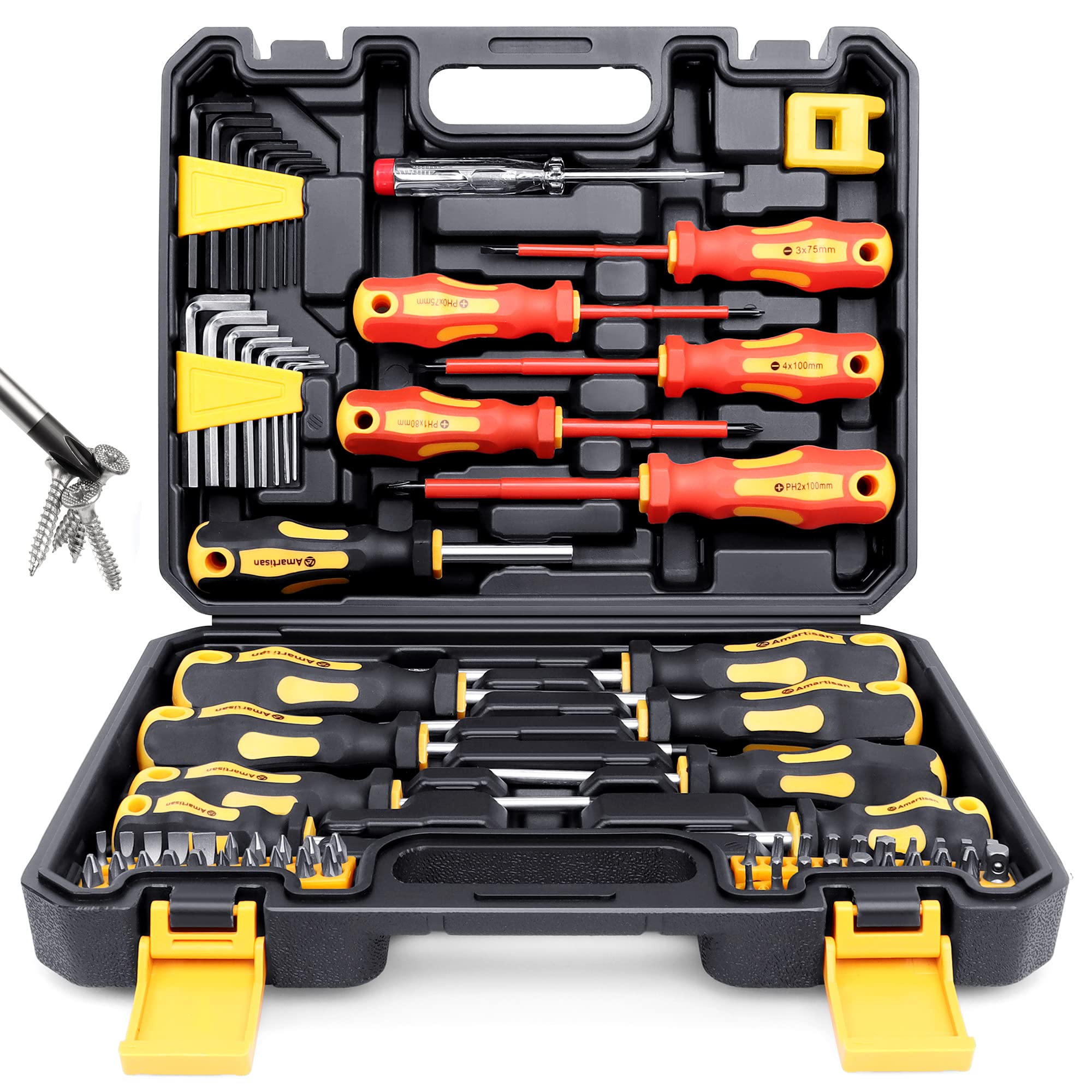Buy now Amartisan 10-Piece Magnetic Screwdrivers Set, 5 Phillips and 5 Slotted Tips Professional Cushion Grip Screwdriver Set at indiglob india