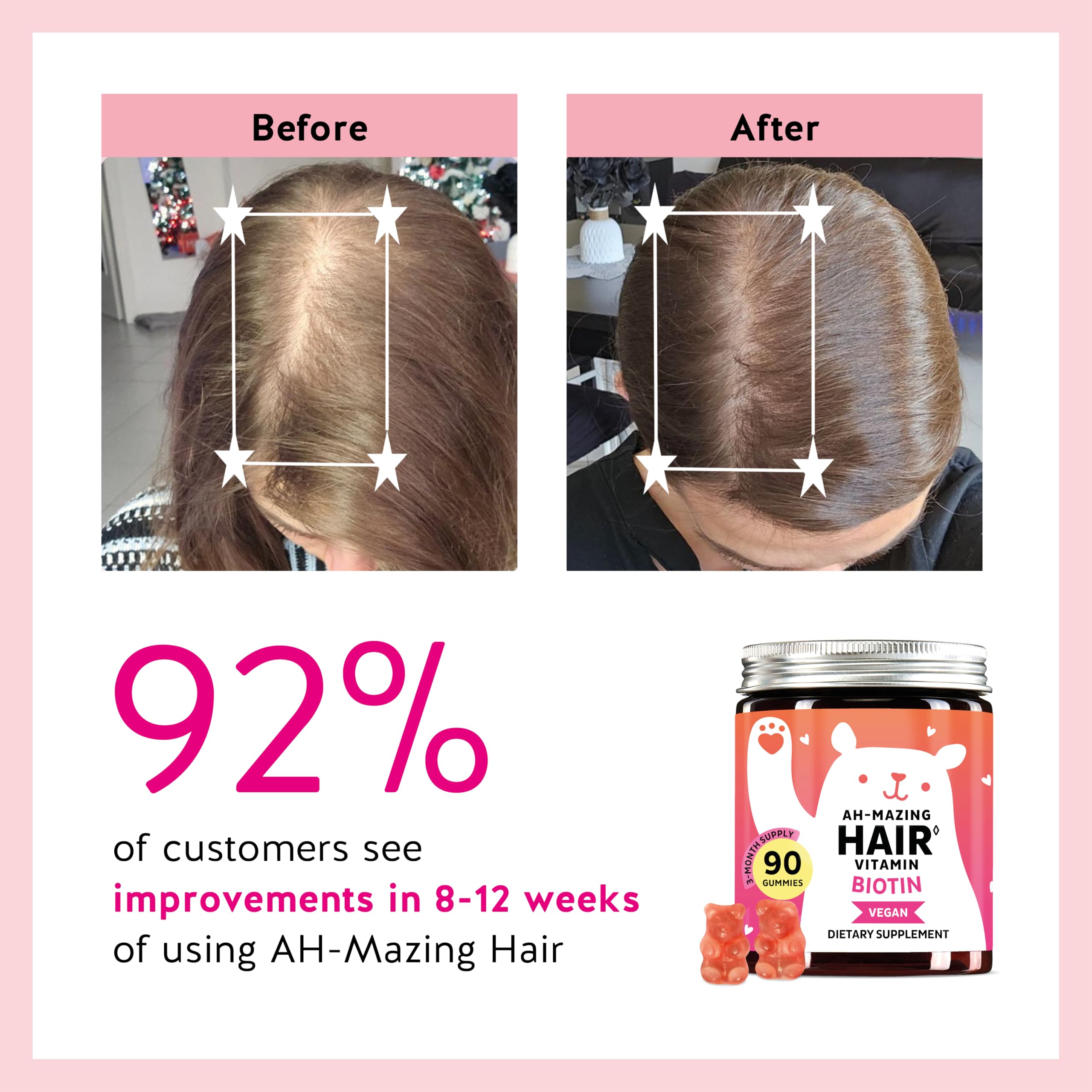 Bears with Benefits Biotin 5,000 mcg Hair Growth Gummies | Complete beauty formula with Vitamins C & E, Zinc and Iodine to support healthy hair, glowing skin and stronger nails.