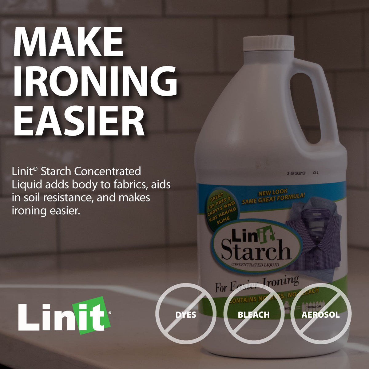 Linit Starch Crisp Classic Finish Liquid Starch for Ironing, 64 Oz.