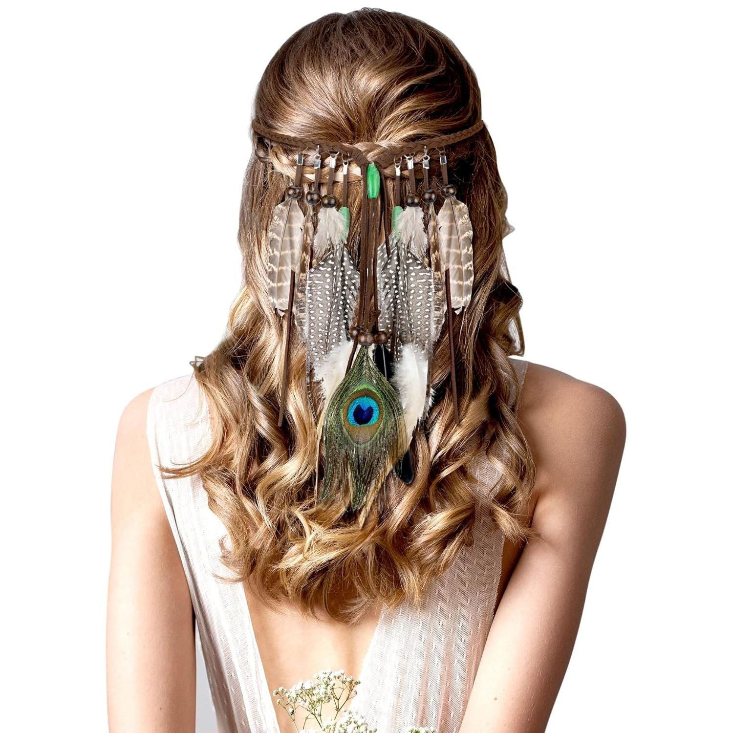 Buy now XunYee Feather Hippie Headband for Women - Indian Feather Hair Accessories for Costume (Classic Style) As Picture Shown at indiglob india