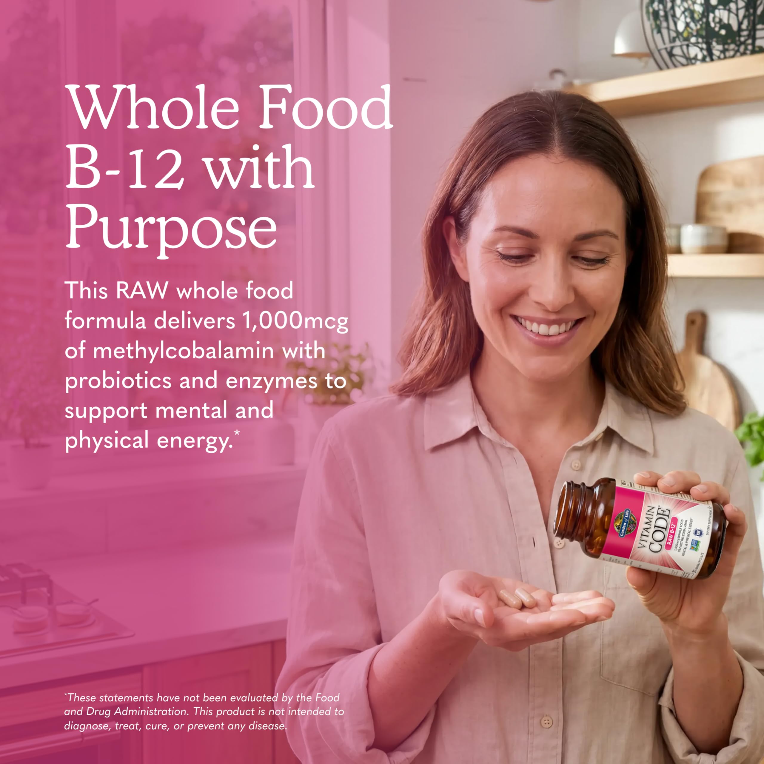 Garden of Life Vitamin Code Raw B-12 - 30 Capsules, 1,000mcg Whole Food B12 Methylcobalamin for Energy, Vegan Methylcobalamin Vitamin plus Probiotics and Enzymes, Gluten Free Supplements