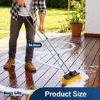 Yocada Deck Brush with 4-Section Extendable Handle Floor Scrub Brush