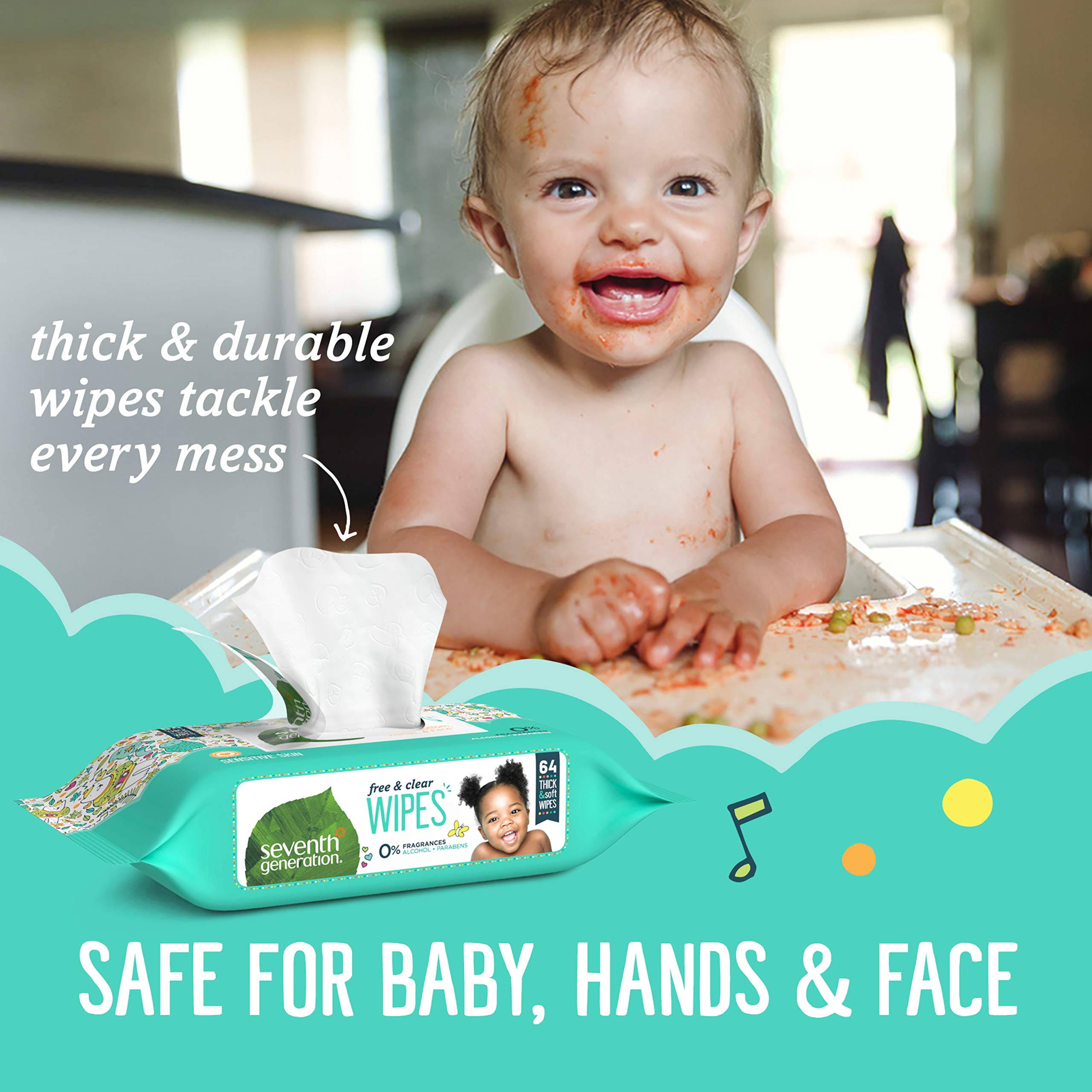 Buy now Seventh Generation Free & Clear Baby Wipes Refill Unscented and Sensitive Gentle as Water 64 count Pack of 12 (768 Total) at indiglob india