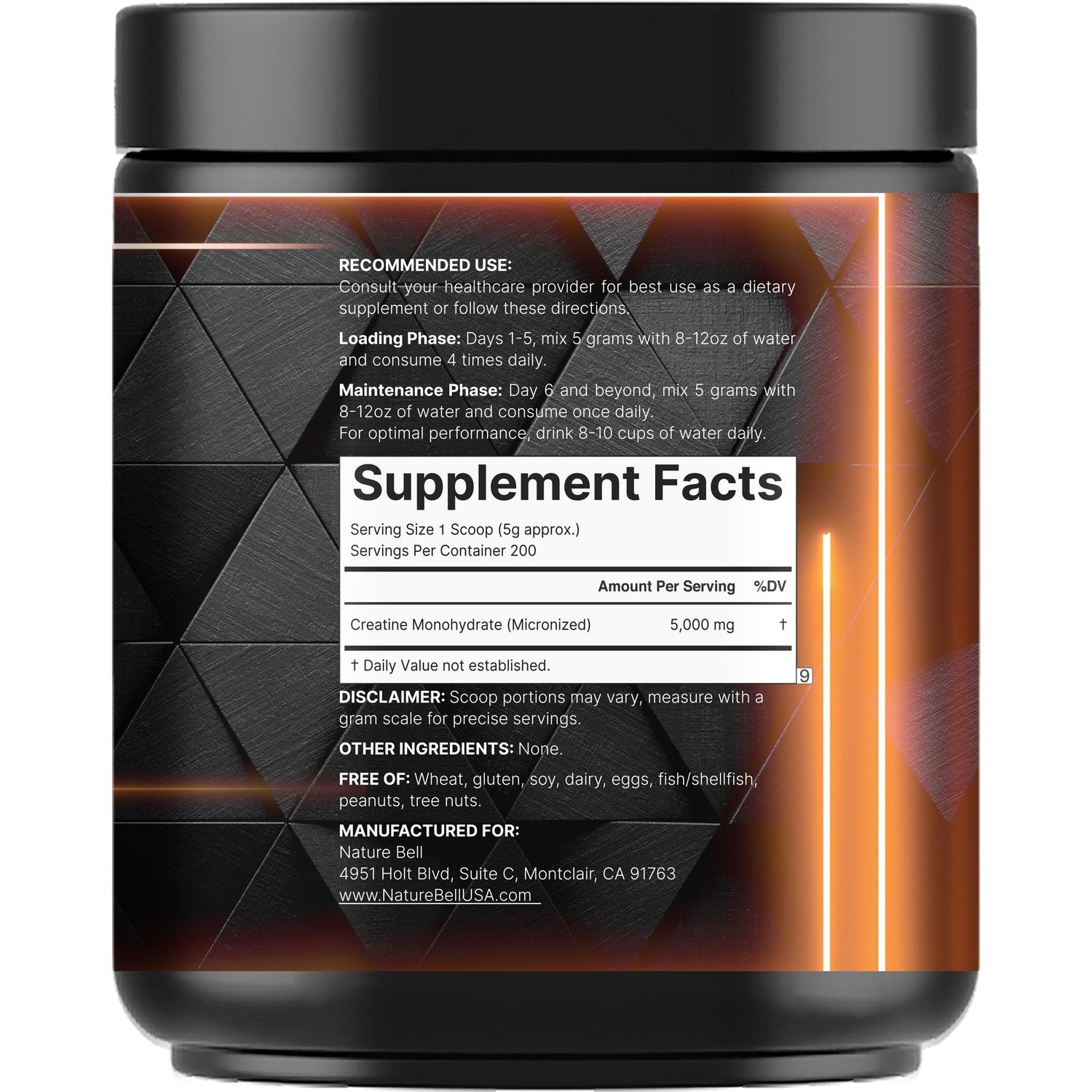 NatureBell Micronized Creatine Monohydrate Powder, 200 Servings | 5g Per Serving. Creatine Bulk Supply (1 kg / 2.2 lb). Unflavored & Easy-to-Mix. Keto, Vegan, Filler Free.
