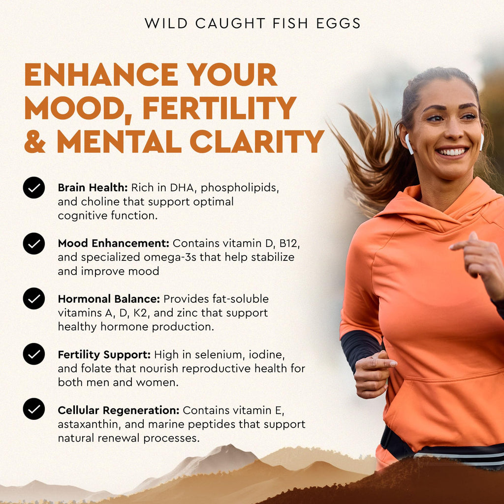 Ancestral Supplements Wild Caught Fish Eggs, Omega-3 Supplement, 180 Ct | 2400mg omega-3 fatty acids with EPA & DHA support brain, heart and fertility health, plus vitamin D, K2 and A.