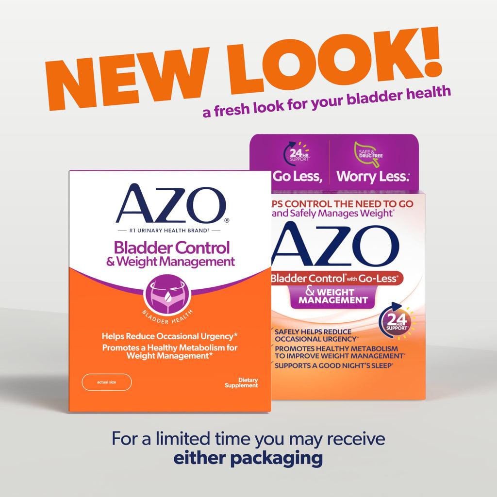 AZO Bladder Control with Go-Less & Weight Management Supplement 48 Capsules | Drug-Free Bladder Support, Made to Promote Healthy Metabolism, Reduce Occasional Urgency & Leakage, Promote Bladder Function*