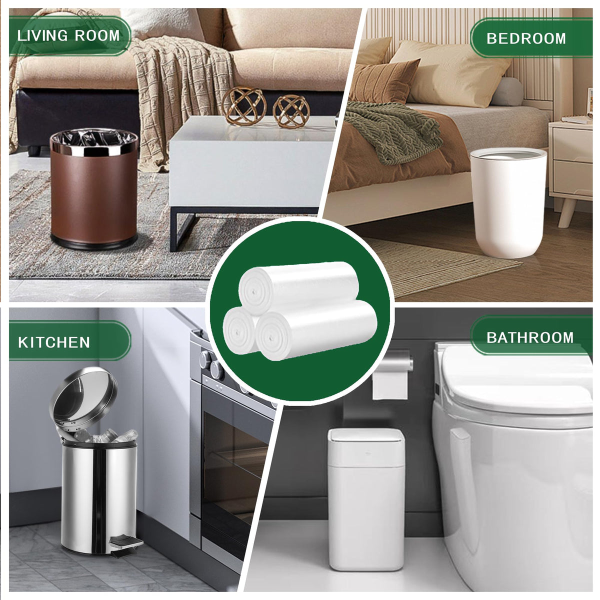 120 Counts 1.6 Gallon Small Trash Bags, Mini Garbage Bags, Fit 1.2-2 Gal, 4.5-8 Liter, Bathroom White Trash Can Bin Liners for Home Office Bathroom Bedroom