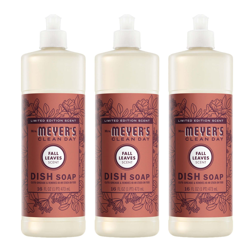 Mrs. MEYER'S CLEAN DAY Dish Soap, Fall Leaves Scent, 16 fl oz (Pack of 3)