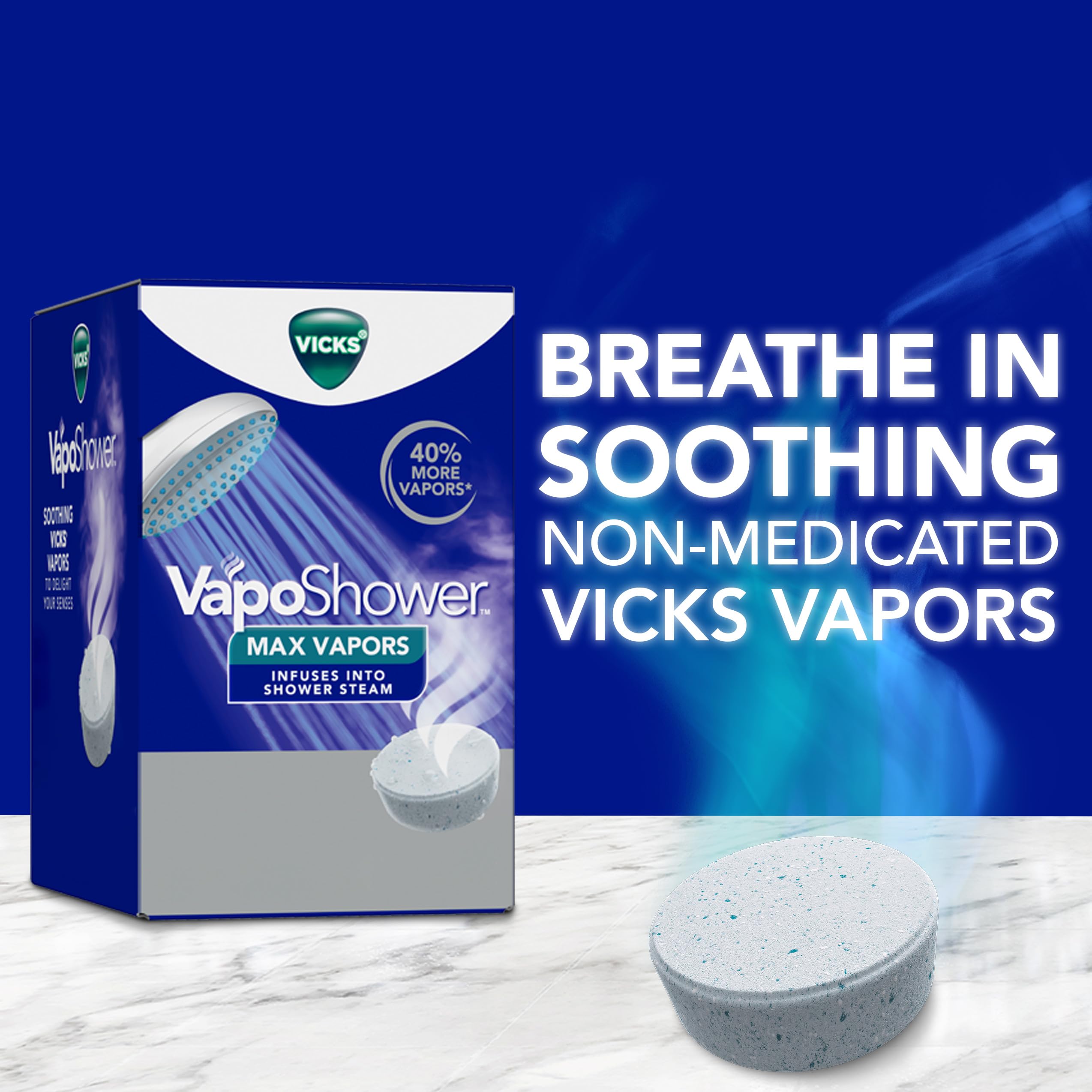 Buy now Vicks VapoShower Max Tablets, Non-Medicated Eucalyptus Shower Steamer Tablets, Menthol, Aromatherapy, 4ct at indiglob india