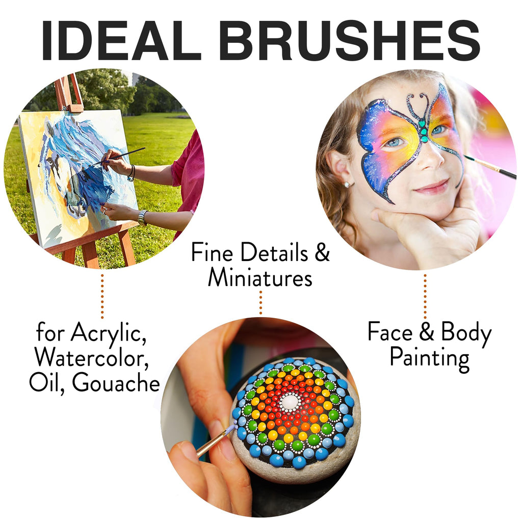 Professional Artist Paint Brush Set of 12 - Acrylic Painting Brushes Kit