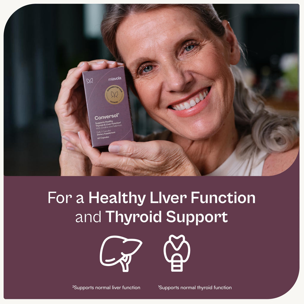 Conversol Thyroid Support Supplement with Milk Thistle, Artichoke, Choline, Glutathione, Selenium & NAC - Thyroid & Liver Support Nutrients - 60 Vegan Capsules