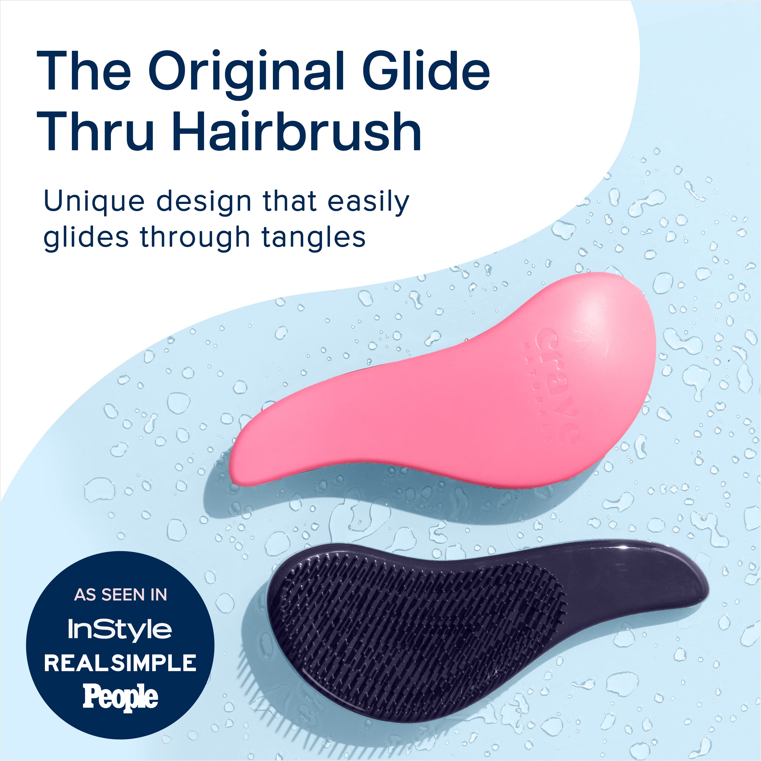 Buy now Crave Naturals Glide Thru Hair Brush - Detangler Brush for Curly, Straight, Wet or Dry Hair - Gentle Detangling Brushes for Adults, Kids, Toddlers - Hair Accessories for Women, 7.5x3" - Pink at indiglob india