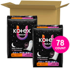 Kotex Overnight Maxi Pads, 78 Count, 2 Packs of 39