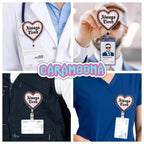 Always Tired Badge Reel 1.6 Inches Funny Heart, Mental Health, Self Love, Joke Humor ID Card Holders, Retractable Alligator/Belt Clip, Acrylic Material, Badge Holders Accessories DIY for Nurse Doctor