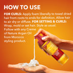 Creme of Nature Style & Shine Foaming Mousse, Defines Curls & Controls Frizz, Moisturizes Hair while Adding Shine with Argan Oil from Morocco, 7 fl oz