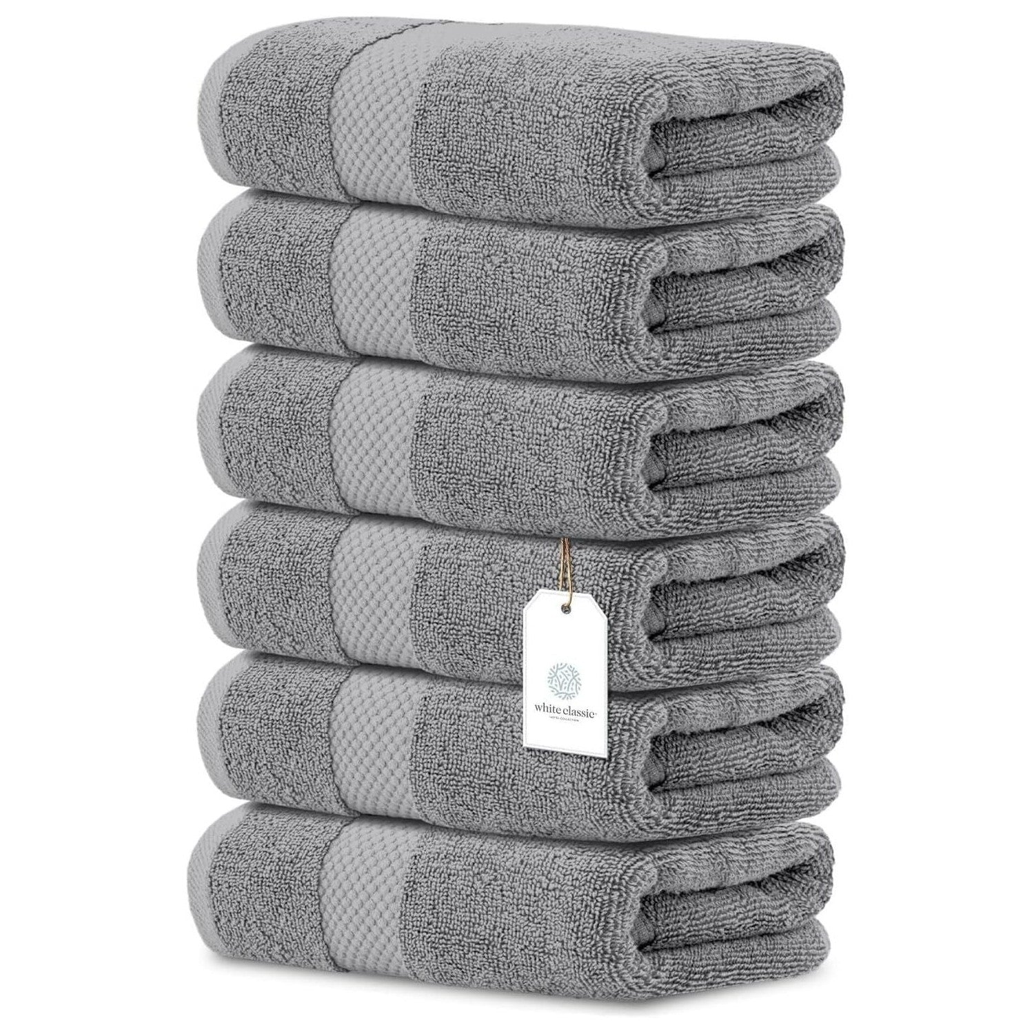 Buy now Luxury White Hand Towels - Soft 100% Turkish Cotton | Highly Absorbent Hotel spa Bathroom Towel Collection | 16x30 Inch | Set of 6 02: Light Grey at indiglob india