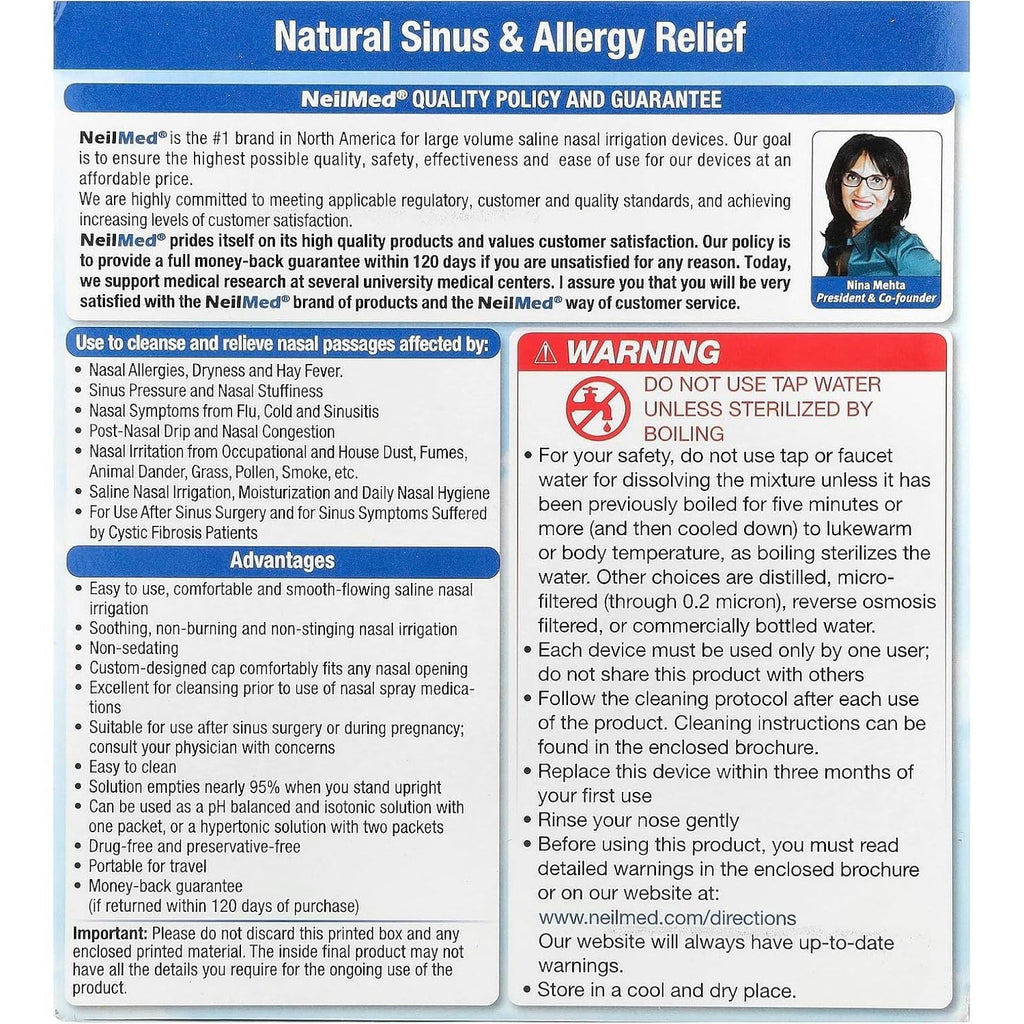 Buy now NeilMed Sinus Rinse - A Complete Sinus Nasal Rinse Kit, 50 count (Pack of 1) Count may vary at indiglob india